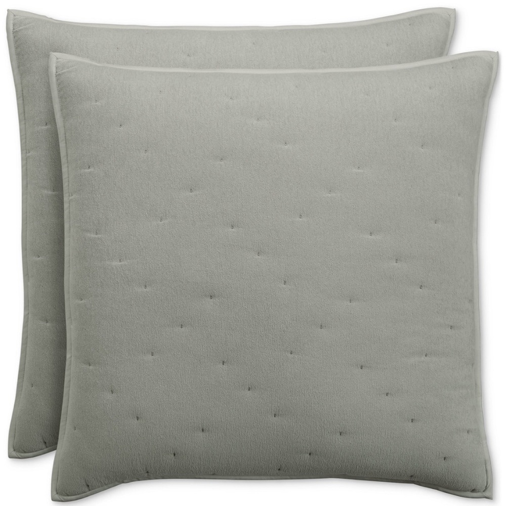Hotel Collection Reversible Chenille Quilted European Sham Set Gray 26x26 NWT